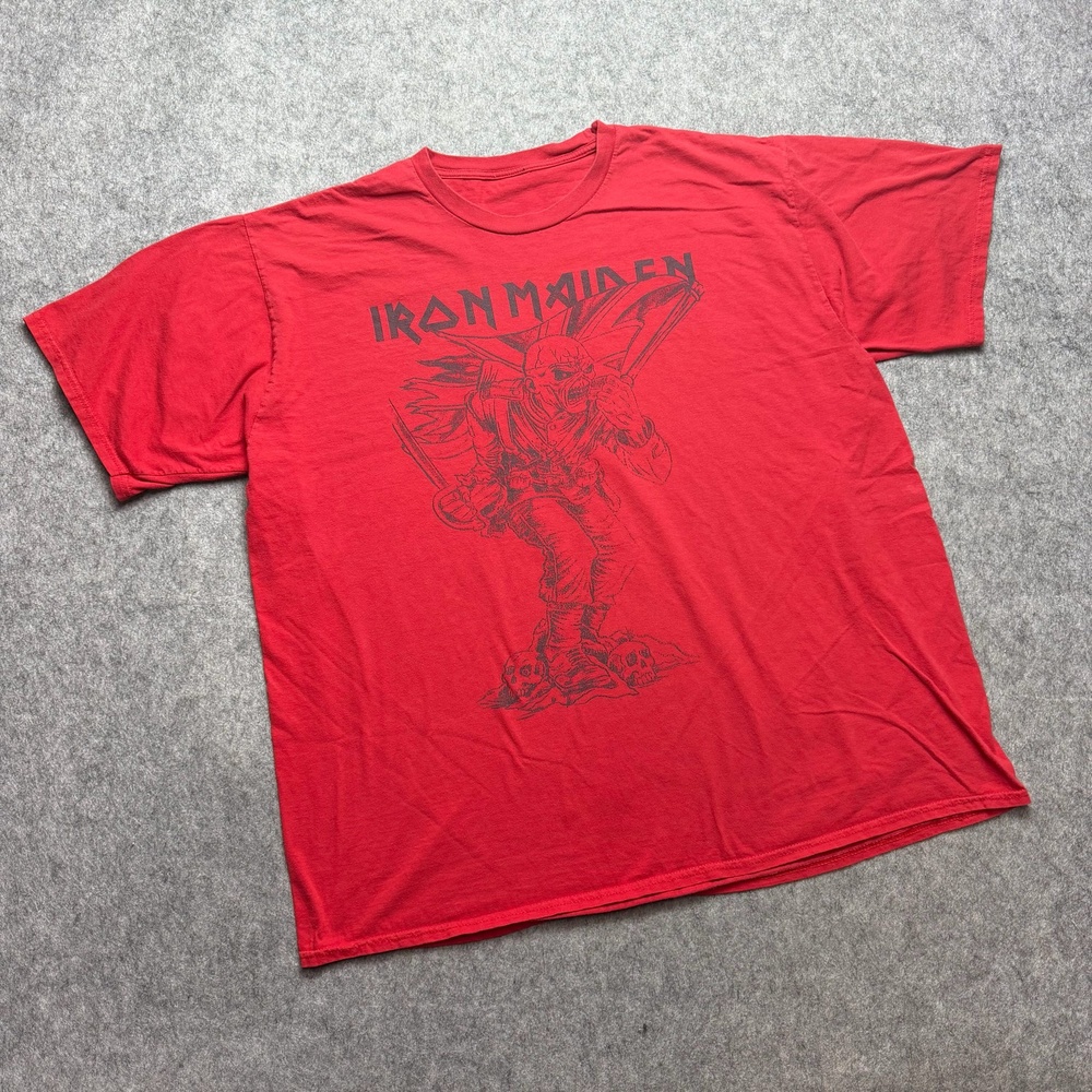 Iron Maiden Shirt Mens XL Red Eddie Graphic Heavy Metal Band Tee Rock Music